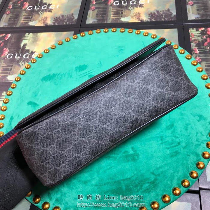 GUCCI 古馳男包 新款 449173 黑膠 男女通用款 黑色PVC Gucci單肩斜挎包